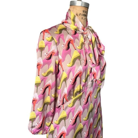 KATE L'ALTRAMODA Vibrant High Heel Print Dress Size M - Picture 3 of 8
